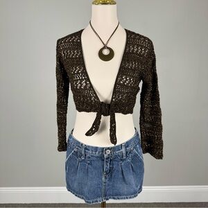 y2k brown knit bolero